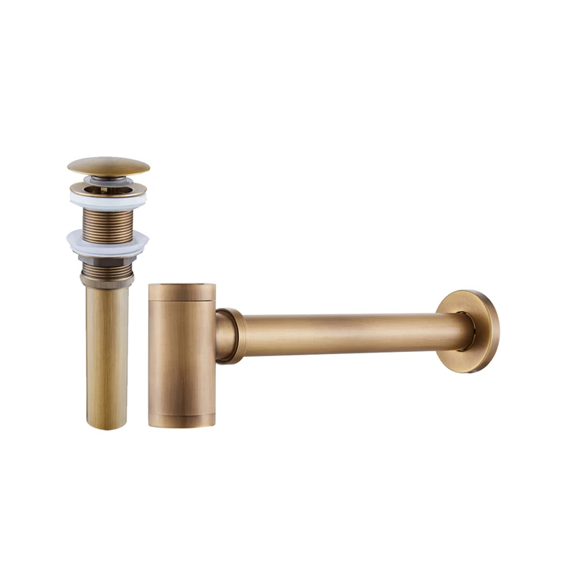 Basin Pop Up Drain Zwart Messing Badkamer Vanity Sink Sifon Brons Fles Val Met Pijp Drains Kit P-TRAP Afval Hardware