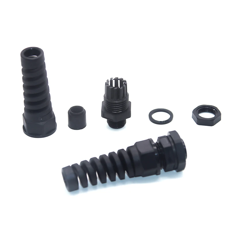 Glándula de Cable resistente al agua, junta de plástico M12, nailon, PA66, a prueba de torsión, conector M20, M25, 5 piezas