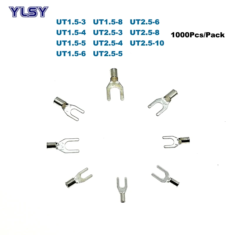 

1000 шт. Вилка, холодный пресс, неизолированный терминал UT1.5/2,5, электрические обжимные клеммы, проводной Кабельный соединитель 1,5/2, 5 мм2, 16/14AWG