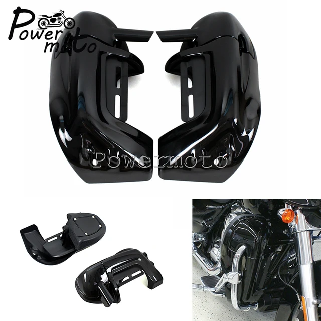 ABS Motocyklowy błyszczący czarny dolny wentylowany schowek na nogę do Harley Touring Road King Street Glide FLT FLHT FLHRC 1983-2012