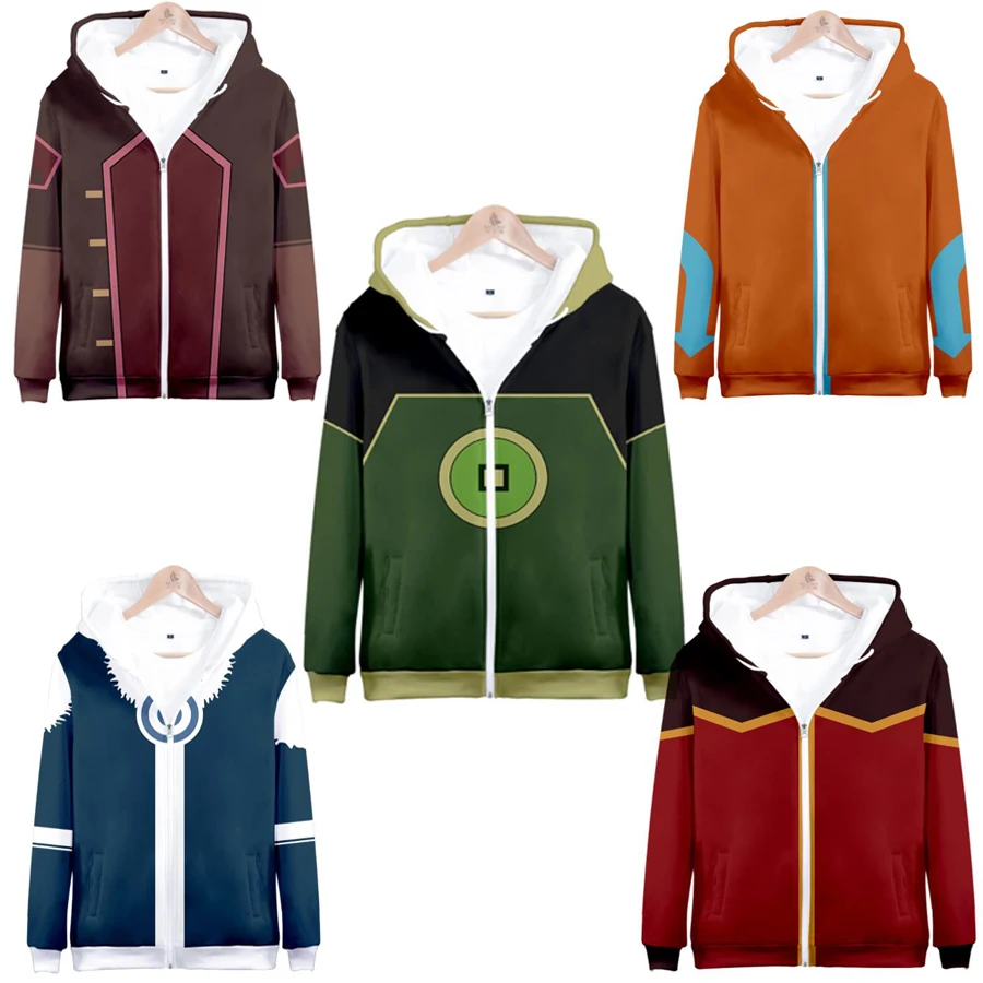 Avatar The Last Airbender Cosplay Costume 3D Print Oversized Zip Up Hoodie Women Men Zipper Hooded Jacket Casual Sportswear