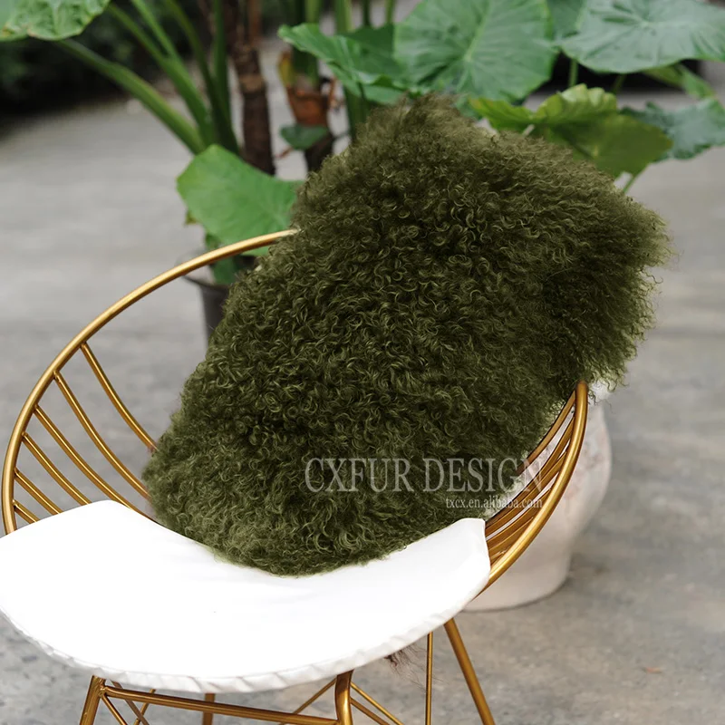 

Free Shipping CX-D-01G Hot Selling Mongolian Lamb Fur Cushion Cover