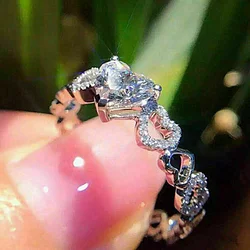 Elegant Silver Color Heart-shaped Proposal Ring Women Love Korean Fashion Heart Engagement Jewelry Anniversary