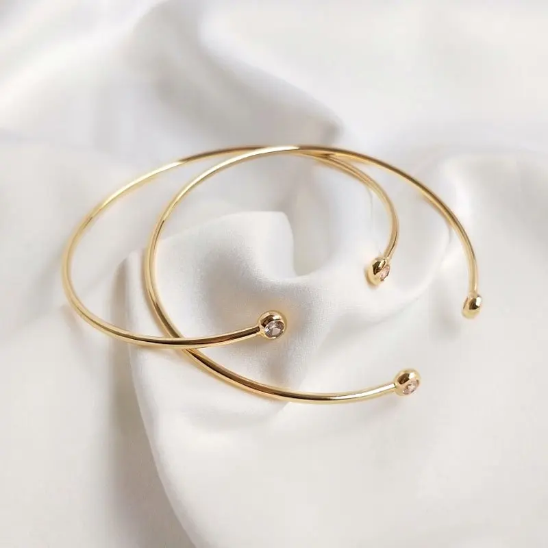 2PCS Korean Bracelets for Women Valentines Day Gift with Zircon Gold Plated Charms for Jewelry Making DIY Brass Accessories