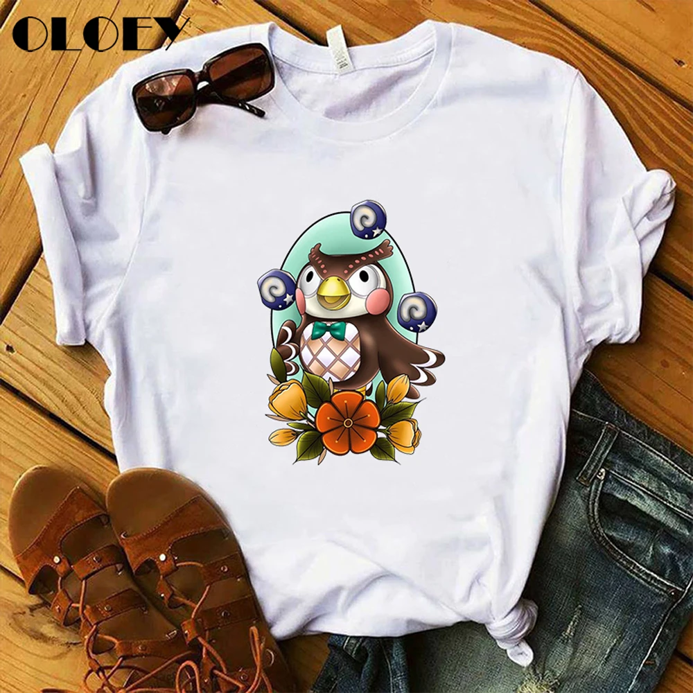 Summer White Camiseta Tops Female Clothes Vintage Japanese Animal Crossing Gaming Women T Shirt Harajuku Aesthetic T-shirt