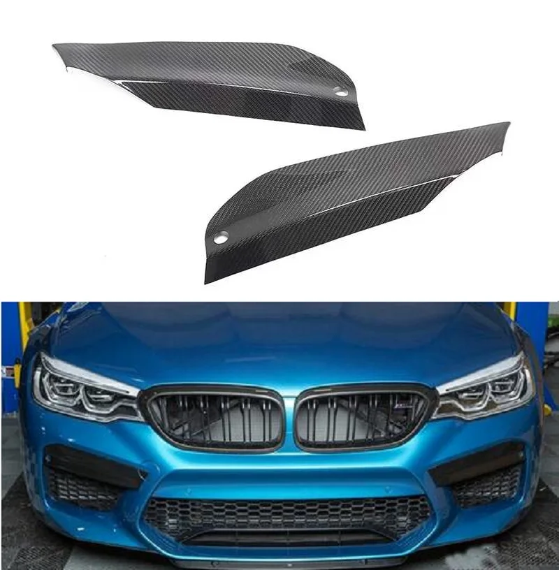 

Real Dry Carbon Fiber Car Front Bumper Lip Splitters Fog Lamp Cover Trim For BMW F90 M5 2018 2019 2020