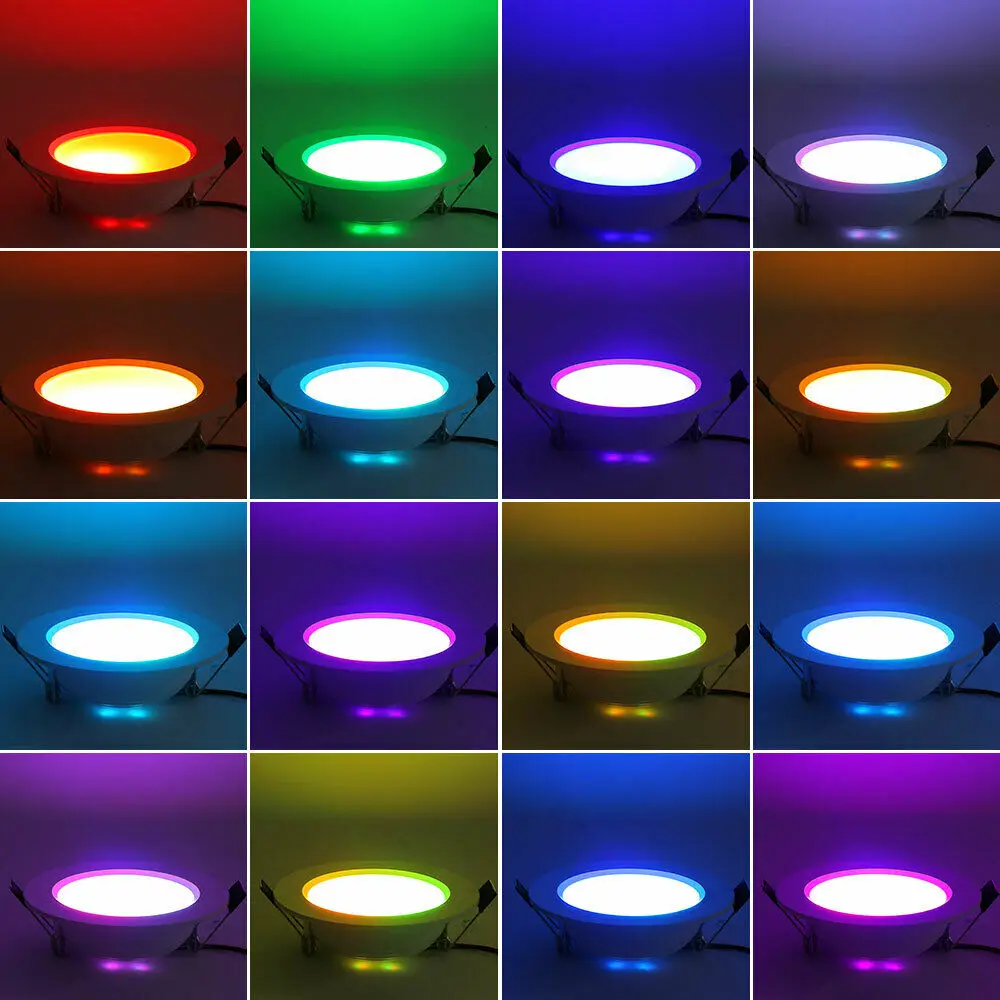 RGB 5W 10W z możliwością ściemniania LED do wbudowania oprawa sufitowa biała lampa + pilot zdalnego sterowania 85-265V lampa oświetlenie punktowe