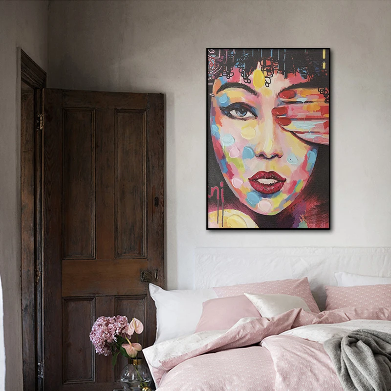 HD Colorful Oil Painting Girl Posters And Prints Canvas Painting Home Decor Stranger Things Wall Art Pictures For Living Room