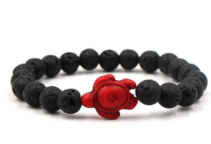 8mm t6ef black stone volcanic lava bead Bangles red turquoise tortoise Buddha Prayer Yoga Bracelet  women men nature stone