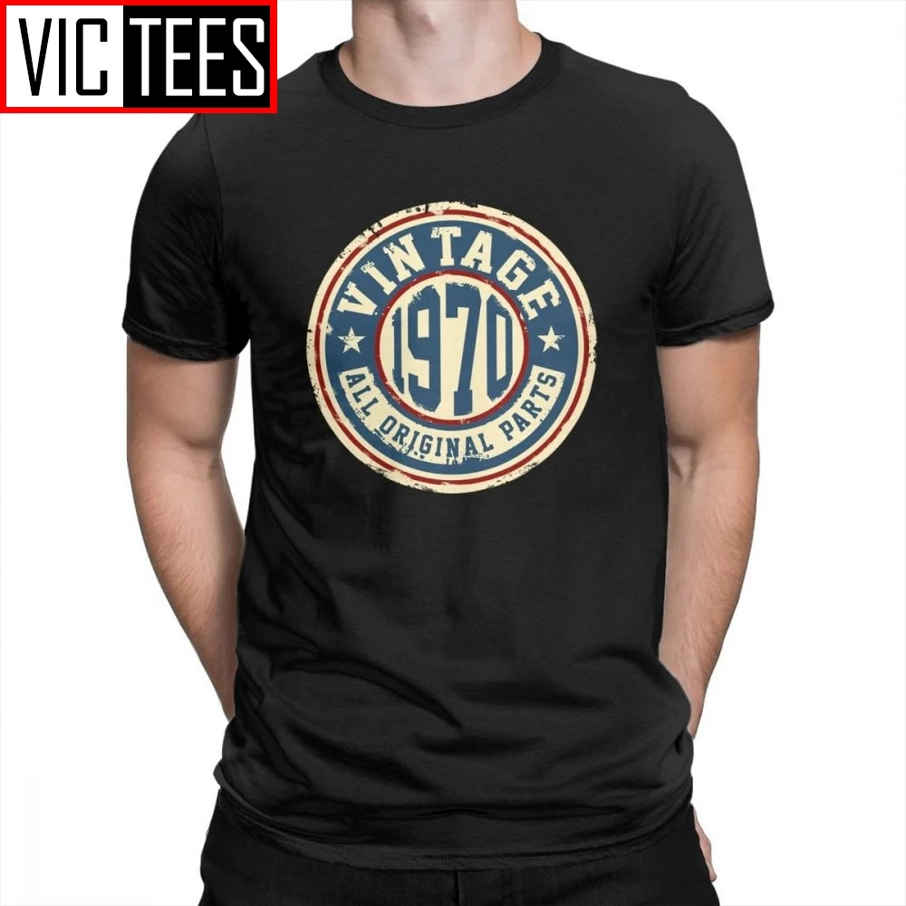 Vintage 1970 All Original Parts T Shirt for Men Vintage Clothing Tees Round Neck T-Shirts Summer Style 100% Cotton