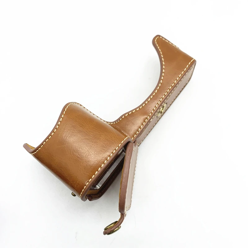 แบบพกพา PU กล้องหนังครึ่งฝาครอบสำหรับ SONY A6600 เปลือกป้องกันแบตเตอรี่