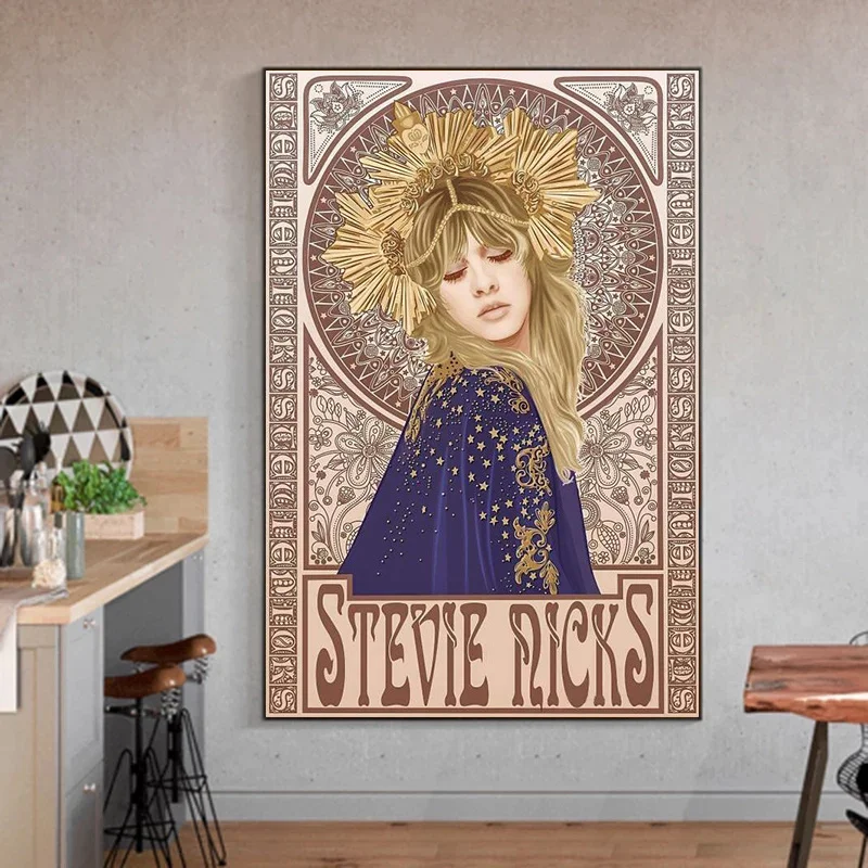 Nordic Stevie Nicks Character Art Canvas Painting Posters Female Singer Posters Retro Wall Picture Room Home Decoration No Frame