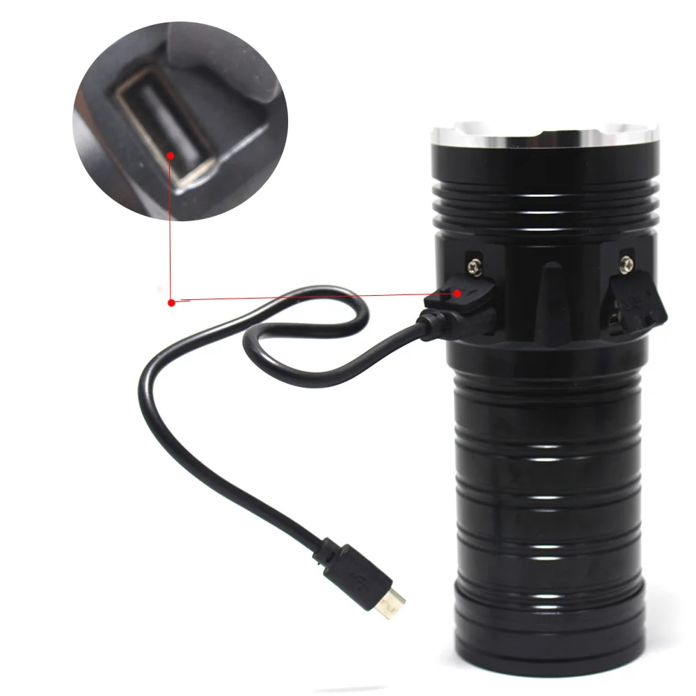 8000LM LED Flashlight 18xT6 Super Bright Torch USB Flash Lamp Hunting Camp indicator Light Use 4x18650 Battery