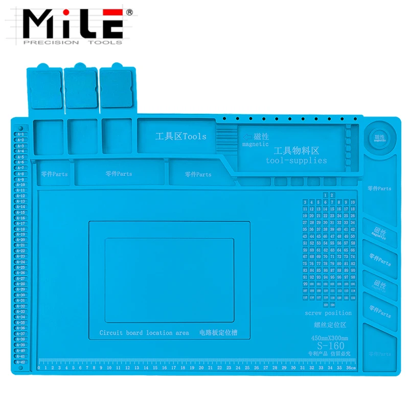 Miglia 45x30cm piattaforma di manutenzione per tappetino da scrivania in Silicone con isolamento termico per stazione di riparazione per saldatura BGA con sezione magnetica