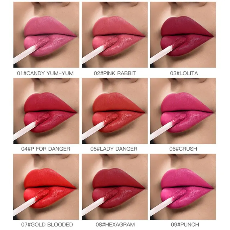 Pudaier Long Lasting Matte Lipsticks Waterproof 18 Color Velvet Liquid Lipstick Nude Red Purple Brown Lips Makeup Matt Lip Gloss