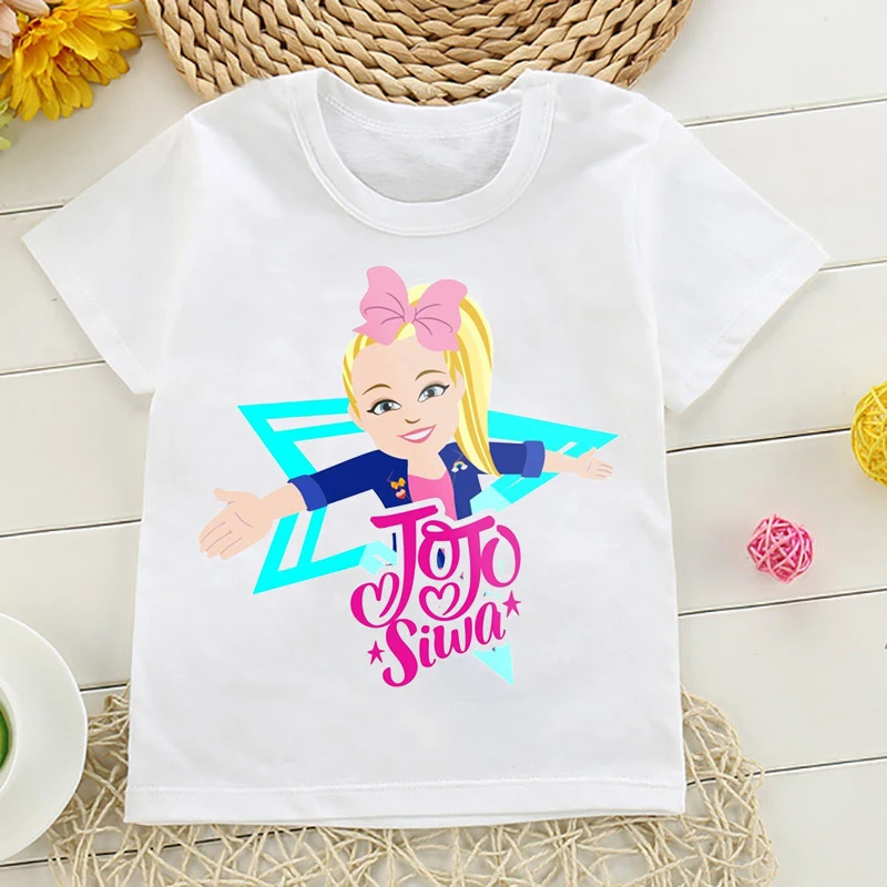 Jojo Siwa tshirts white tops children for teenagers summer t shirts Cute cartoon girls clothing fashion harajuku girls t-shirts