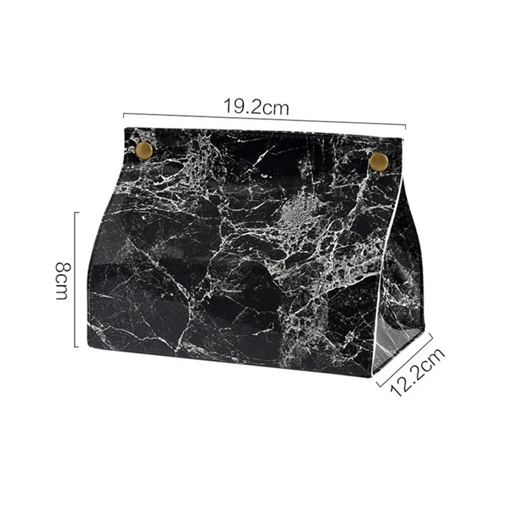 PU Leather Marble Pattern Chic Tissue Case Box Home Car Towel Napkin Papers Bag Container Holder Decoration Organizer Baskets