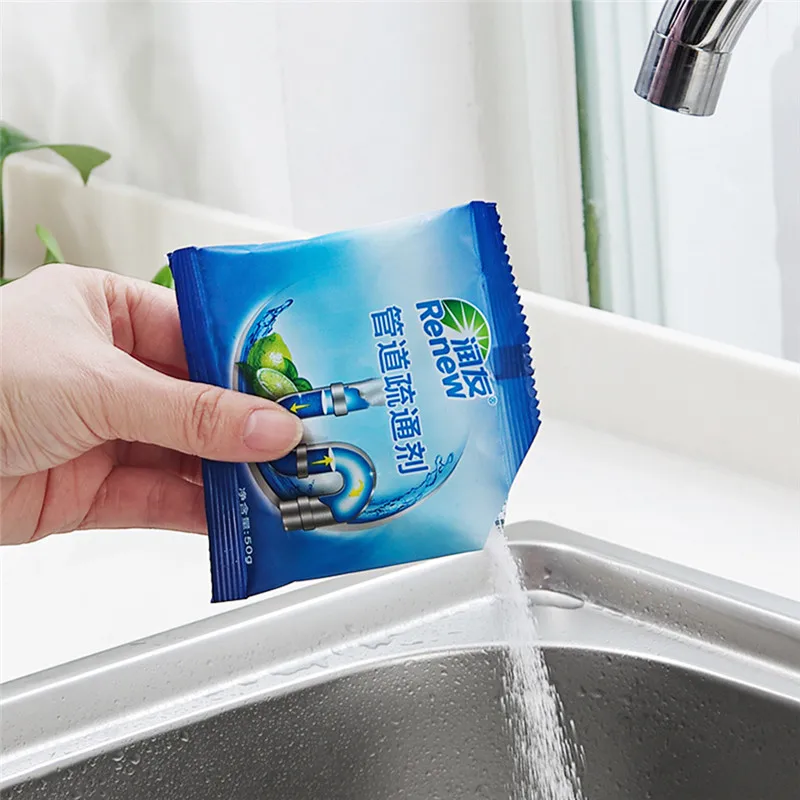 5PCS Drain Cleaners Powerful Pipe Dredging Agent Kitchen Water Toilet Closestool Clean Deodorant Powder 50g Sink Drain Unblocker