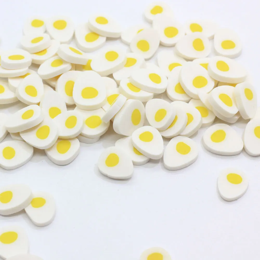 200g/50g  Factory Wholesale Polymer Clay Hardboiled Egg Slices Sprinkles Fried Egg Polymer Clay Slice Sprinkles Nail Art