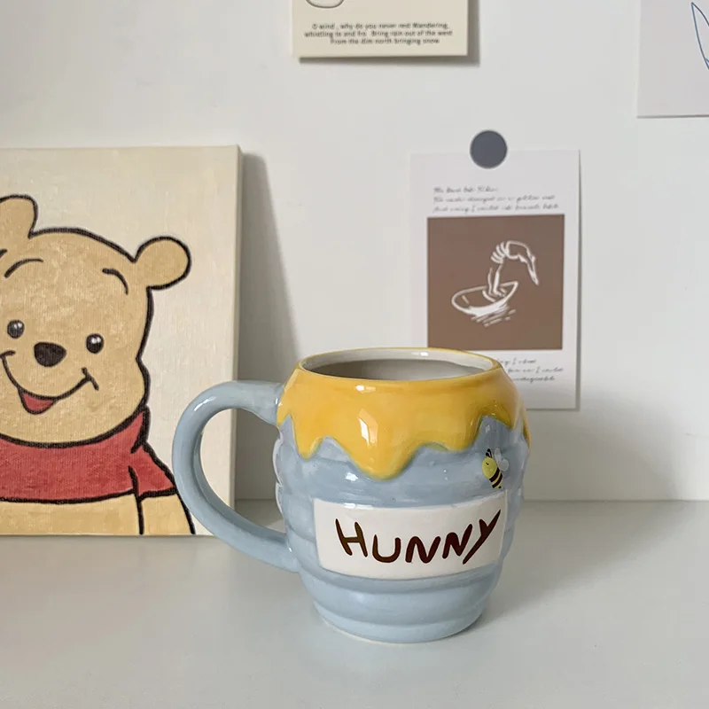 Disney Winnie the Pooh Honey Pot Cup Action Figure Toys Winnie Pooh Eeyore Ceramics Cup Cute Coffee Tea Mugs