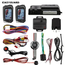 EASYGUARD 2 Way Car Alarm System LCD Display auto Start push engine stop button with induction module smartphone app control