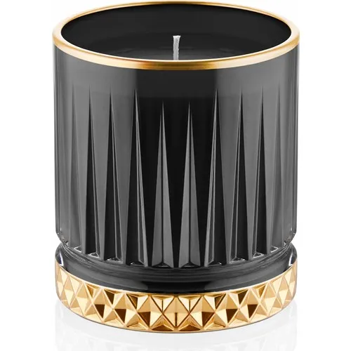 The Mia Glass Solid Candle Holder-Black Gold 10x8 cm