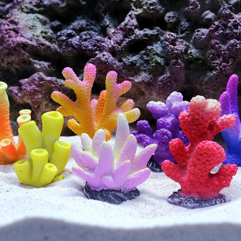 Resin Coral Decoration Colorful Fish Aquarium Decoration Artificial Coral for fish Tank Resin Reef Rock Lanscaping Ornaments Hot