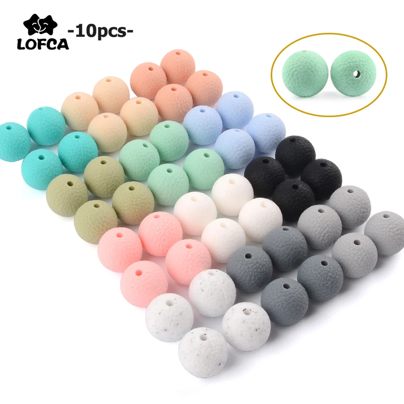 LOFCA 10pcs/lot 15mm silicone leather look beads  Silicone Leatherette look beads Baby Teething Beads DIY Chewable Teething