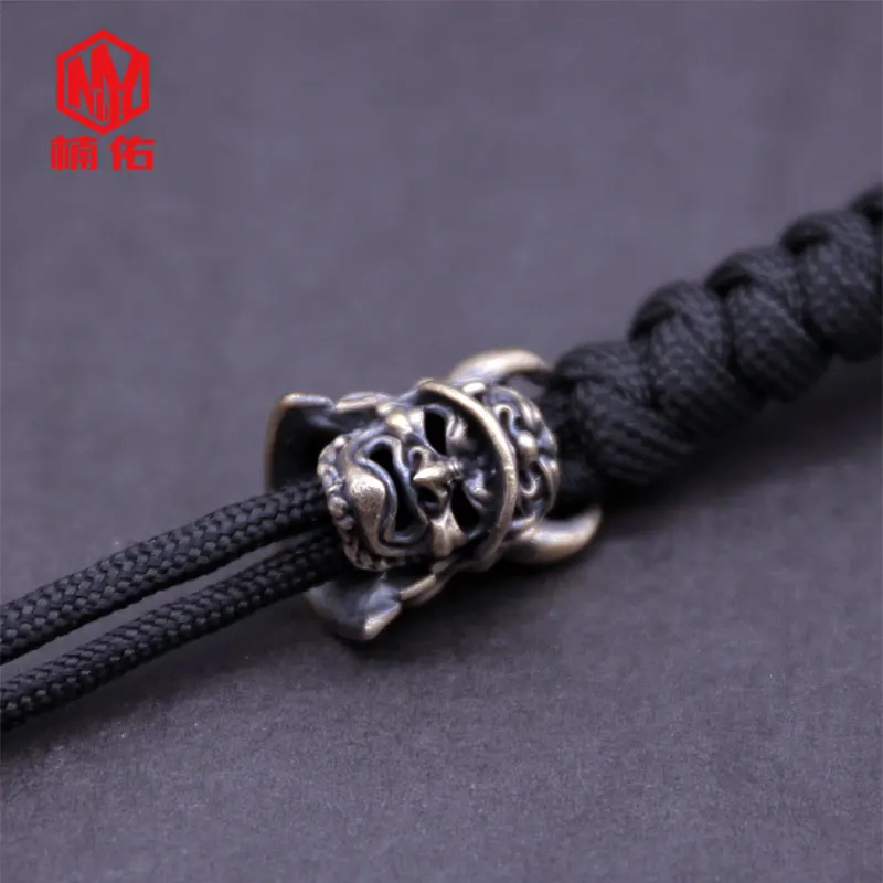 1 PC Outdoor Knife Beads EDC Tool Brass Viking Warrior Paracord Bead Key Ring Accessories Pendant