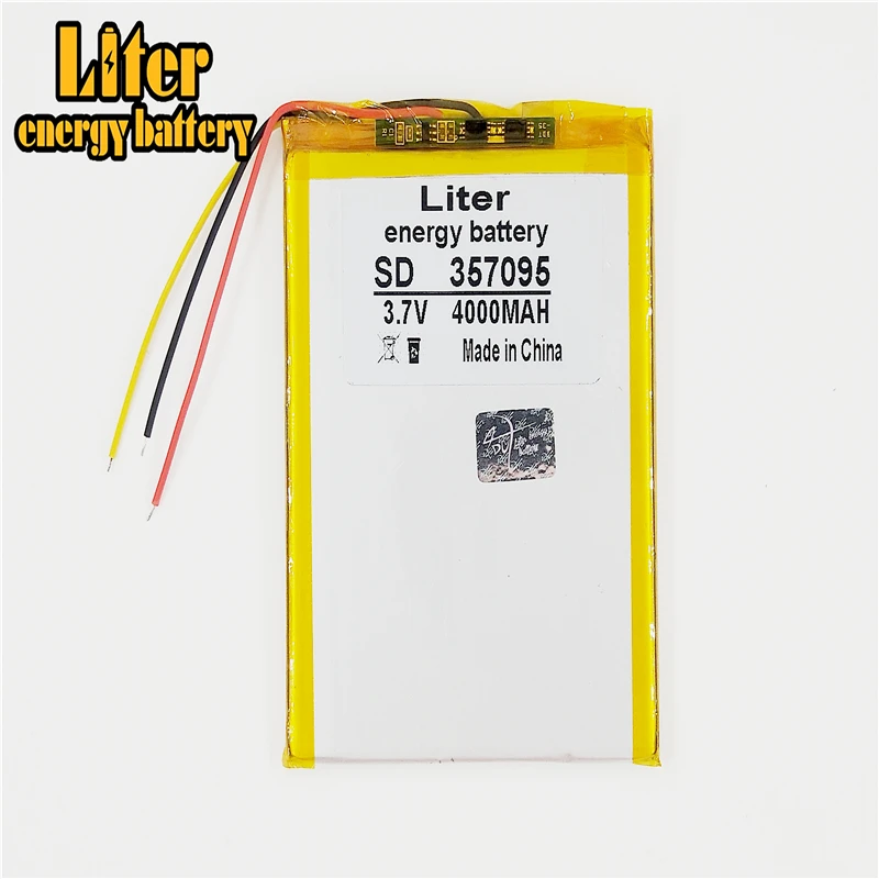 Three wire battery.3.7V 4000mah (polymer lithium ion battery) Li-ion battery for tablet pc 7 inch MP3 MP4 [357095]