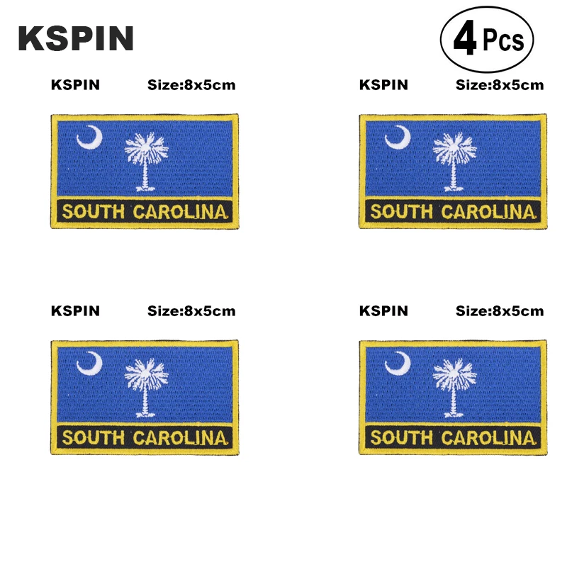 U.S.A South carolina Rectangular Shape Flag Iron on Saw on Patches Embroidered Flag Patches National Flag Patches for Clothing