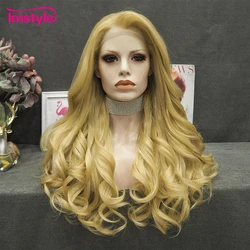 Imstyle Synthetic Lace Front Wig Blonde Lace Wigs For Women Heat Resistant Fiber Natural Wavy Wigs For Women Cosplay