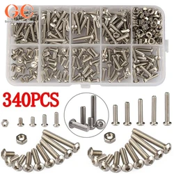 340PCS/SET M3 Stainless Steel Hex Socket Screws Nut Set With Box nut sock  metic nut and bolt assortment  thumb screw m3 color