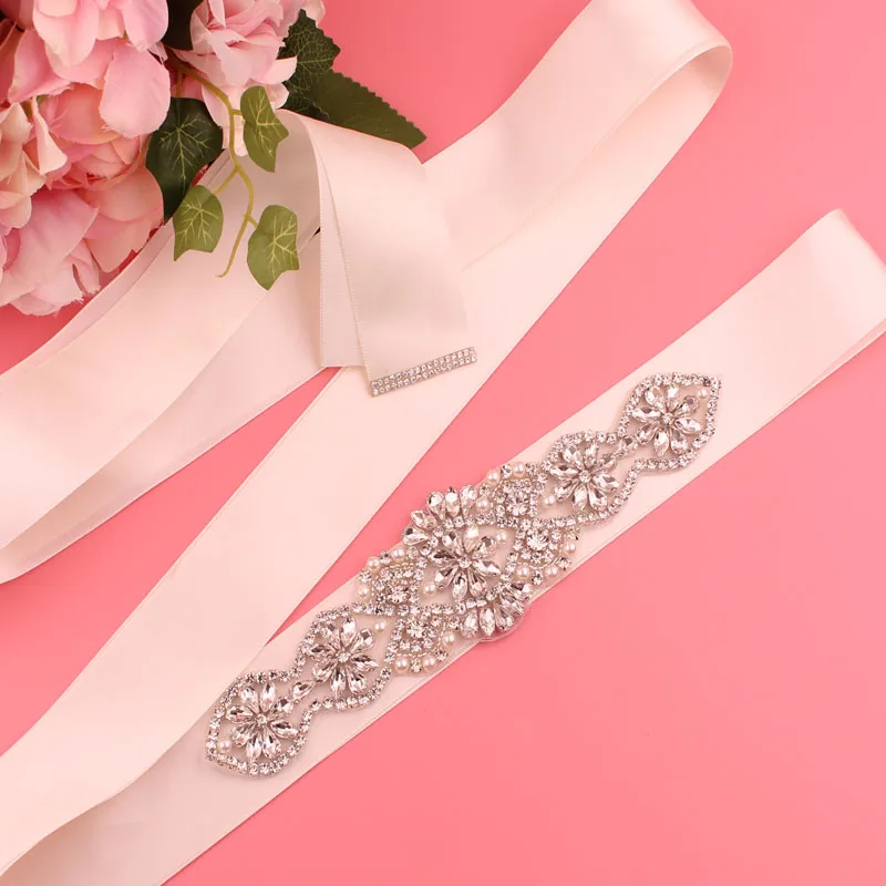 Cintura da sposa fiore di cristallo fascia da sposa strass argento fusciacca da sposa per abiti da damigella d'onore cinturon novia