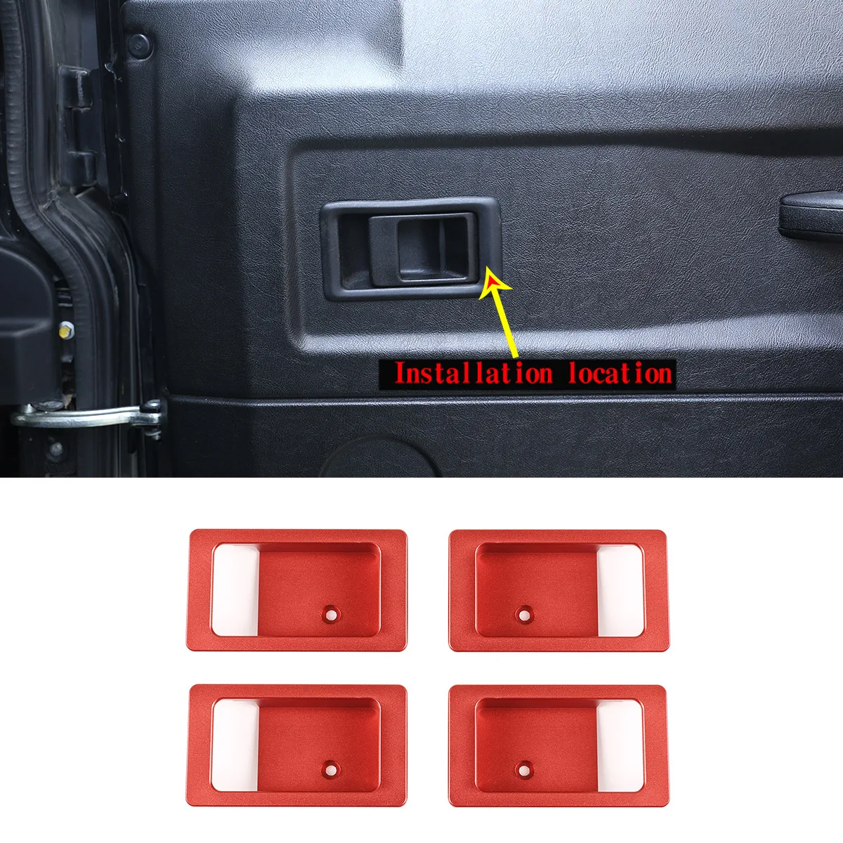 2 قطعة/4 قطعة سبائك الألومنيوم لاند روفر المدافع 90 110 2004-2018 باب السيارة الداخلي وعاء لاصقة تزيين اكسسوارات السيارات #4