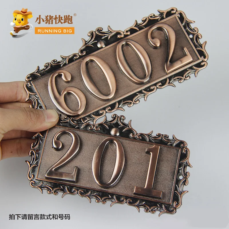 

Zinc Alloy Hotel Room Villas Household Bronze Creative Self-adhesive Digital Door Zinc Alloy Metal Number Customization