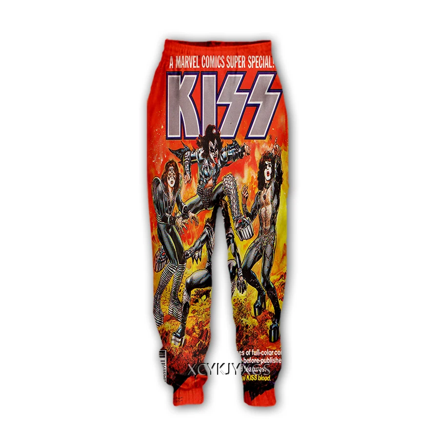 xinchenyuan 3D New Creative Kiss Rock Band Print-Casual Pants Sweatpants Straight Pants Sweatpants Jogging Pants Trousers K102