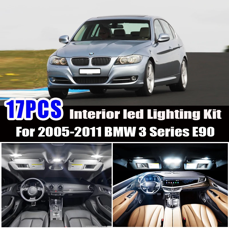 17pcs LED Bulb Interior dome Light Kit for 2005-2011 bmw E90 Sedan 316i 318i 320i 320d xDrive 325i 325xi 328i 335i 335xi 330d