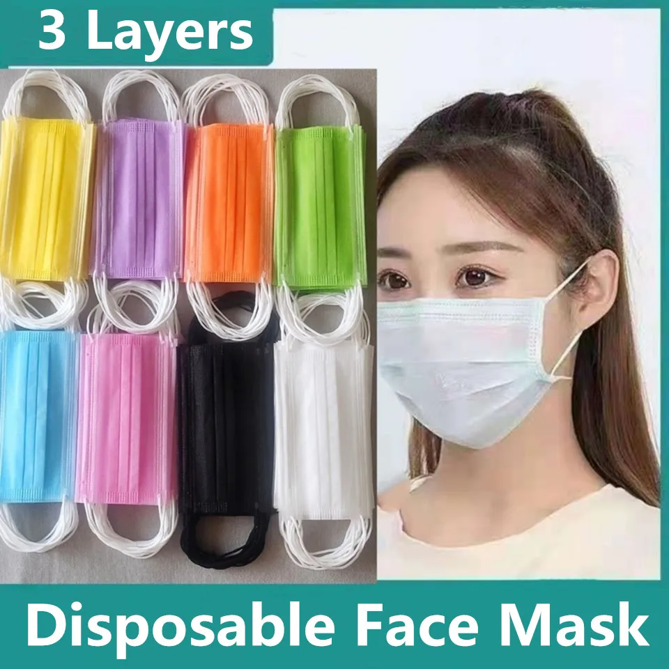 Disposable Mask 10-100Pcs 3 Layer Filter Adult Mouth Mask Anti Dust Protective Face Masks Facial mascarillas negras quirurquijas