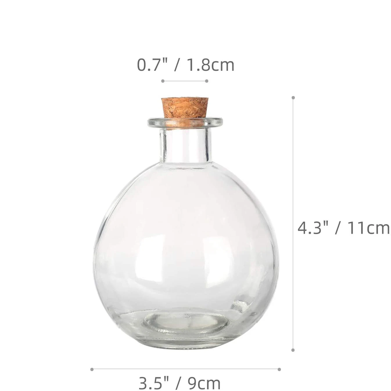 250ML Round Glass Spherical Bottles with Corks Large Bottles for Costume Props, Bath Salts, DIY Crafts & Decorative Bottles