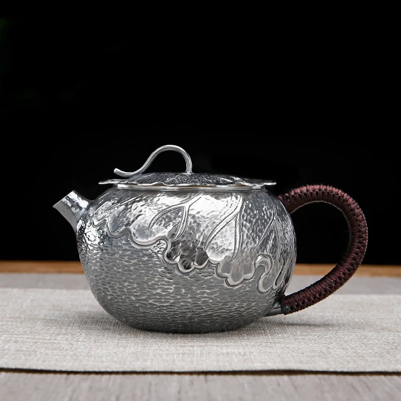 

Handmade Silver Kettle Sterling Silver 999 Kettle Household Insulated Tea Ceremony Teapot Kung Fu Silver Tea Set