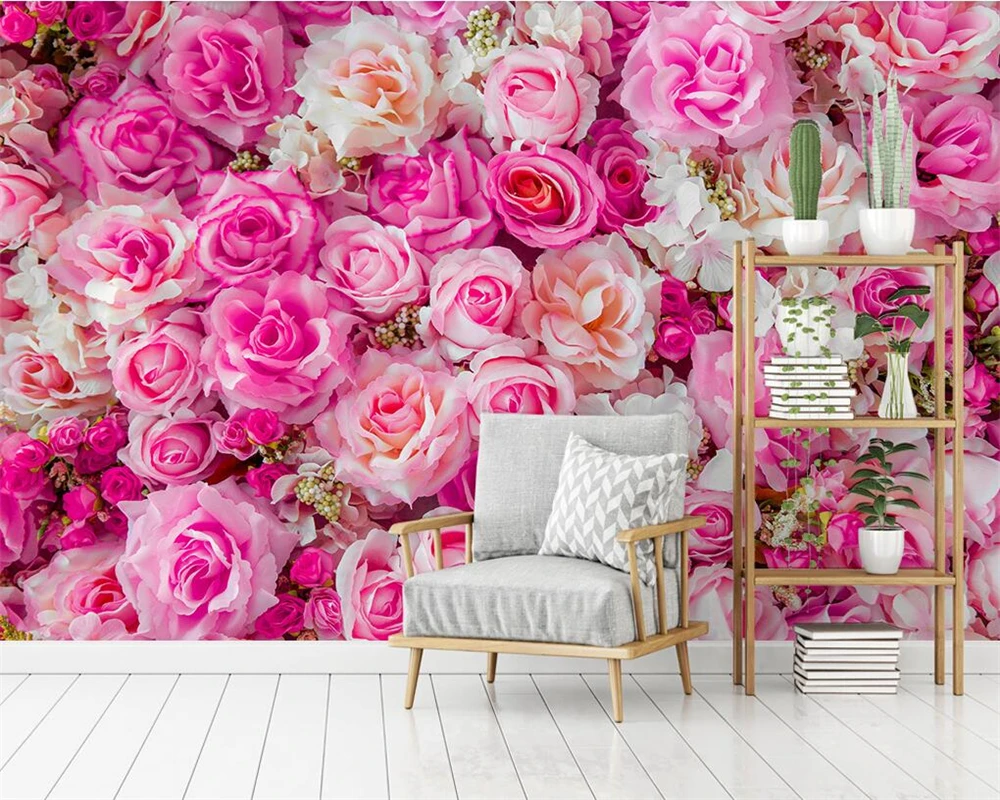 

Bacal Custom wallpaper Nordic modern pink roses TV background wall home decoration living room bedroom murals 3d wallpaper