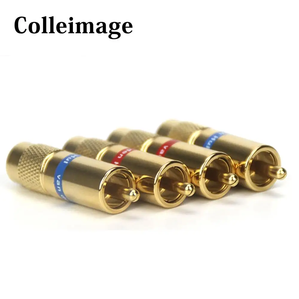 Colleimage Hifi audio RCA plug connector Adapter Gold plated jack With Diy VDH RCA Cable 8.0mm RCA Plugs jack Extension Adapter