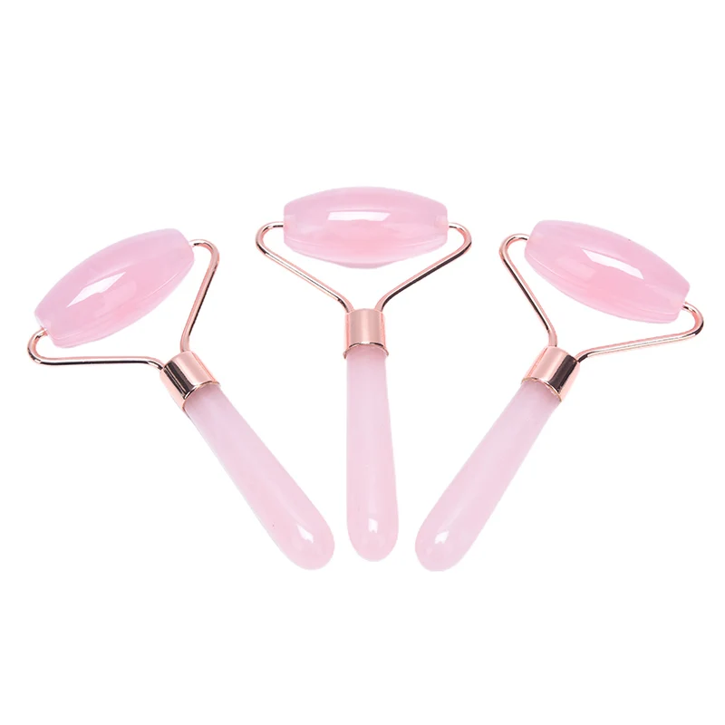 Rouleau de Massage en cristal Rose pour lifting du visage, Relaxation, Jade, Quartz naturel, outil de beauté pour la peau