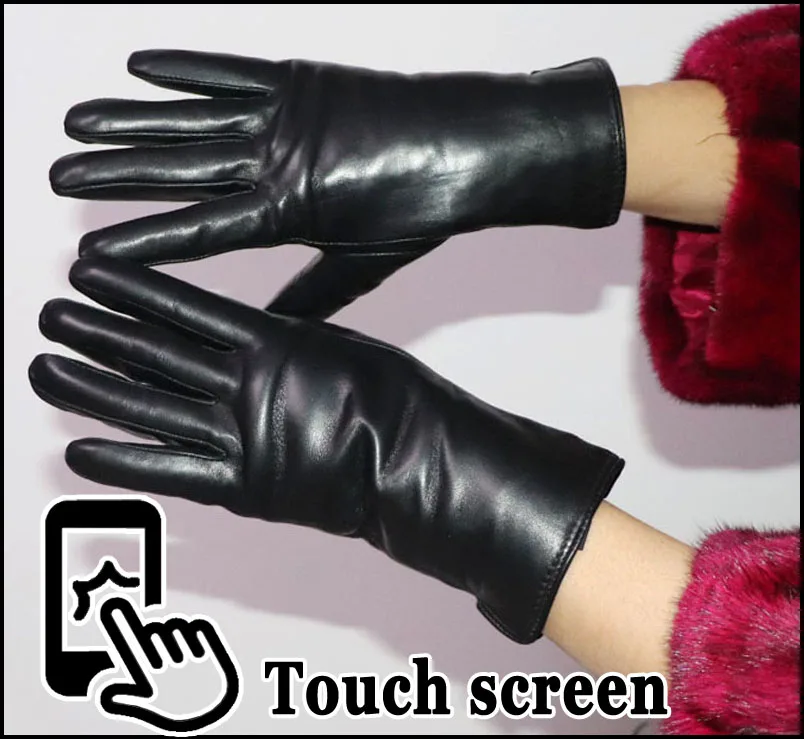 Leather Fur Sheepskin Gloves Women\'s  Sheepskin Wool Gloves Thick Warm Leather Real Wool Gloves Winter Touch Screen  Windproof