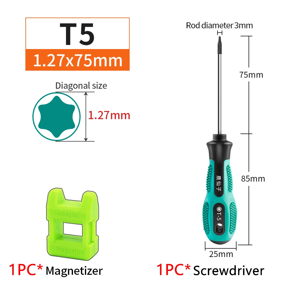 LUXIANZI wkrętak Torx magnetizer Kit narzędzia do napraw ręcznych Bit magnetyczny izolowany uchwyt do GBA DS Lite instrukcja główna narzędzie