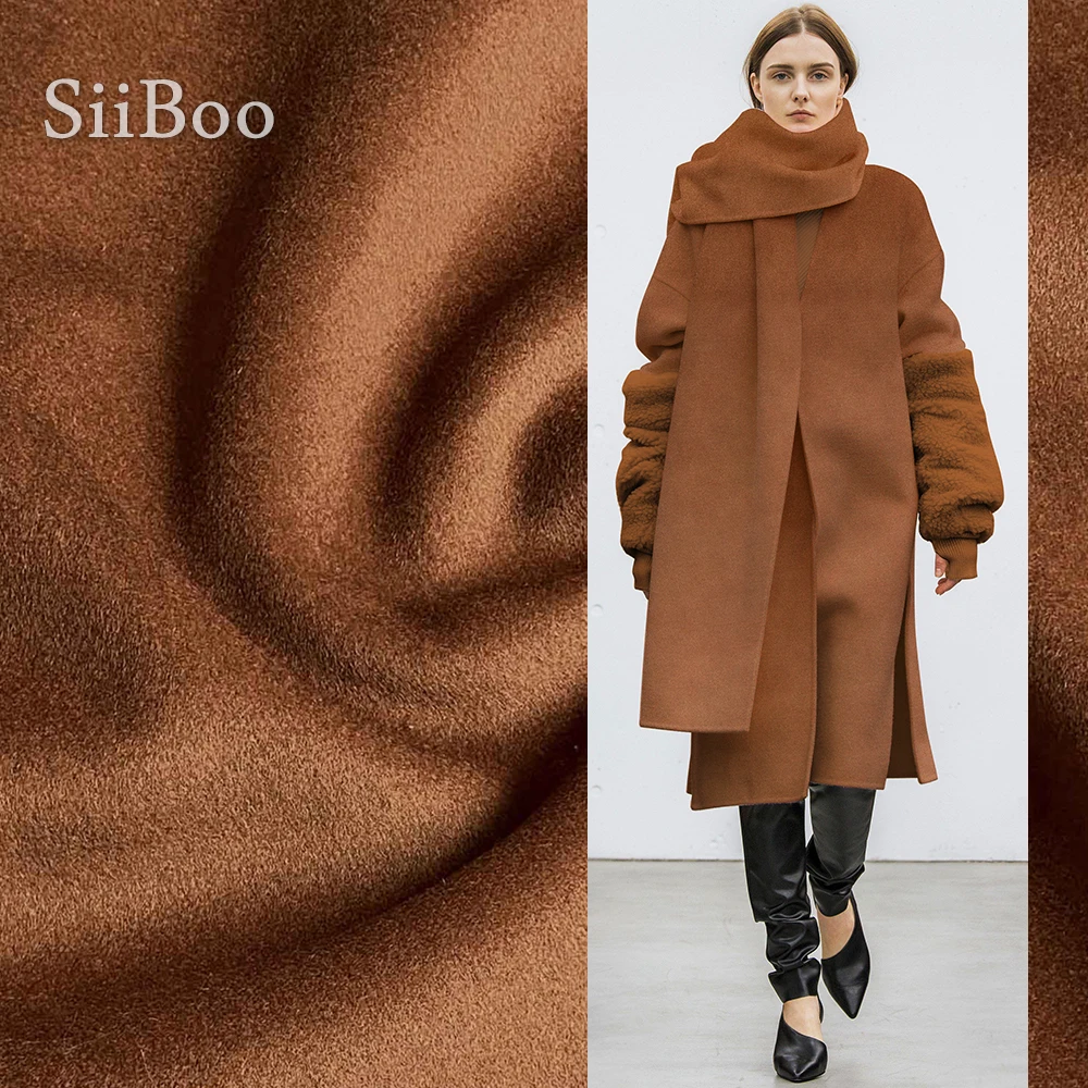 

Siiboo wool cashmere two layers bonded fabric both sides Tissu en laine et cachemire high end quality for winter coat sp6432