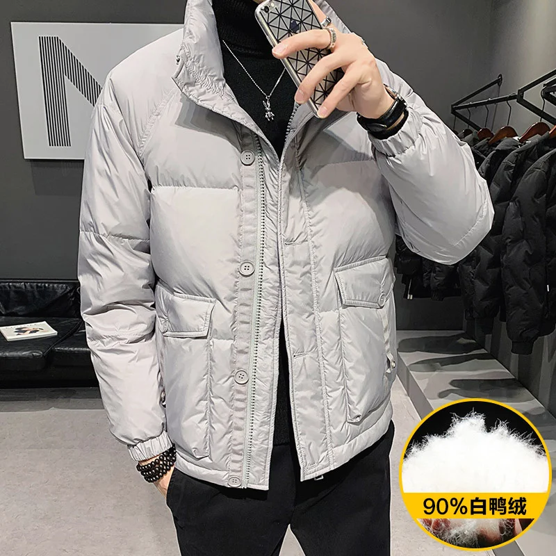 Chaqueta de plumón de pato para hombre, abrigos gruesos a prueba de viento, cálidos, informales, Parkas sueltas, prendas de vestir, B332, invierno, 2022