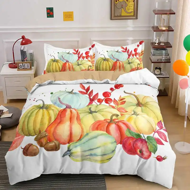 Halloween Theme Bedding Set Comforter Cover Pumpkin Duvet  Bedspread    With Pillow Cases