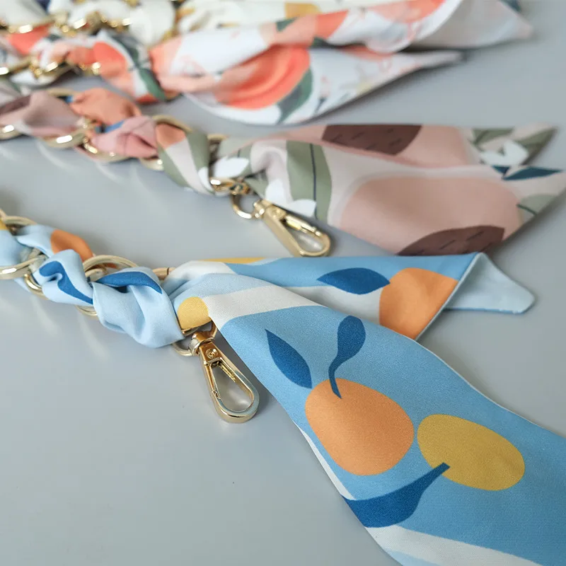 Cadena de repuesto desmontable para mujer, accesorio para bolso de mano, de seda Floral, correa de algodón, nueva moda, primavera y verano